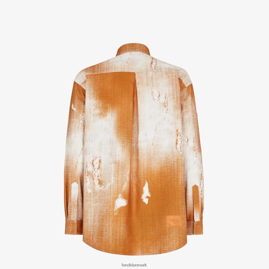 printet denimskjorte Mænd Fendi beklædning orange A44V2D2045