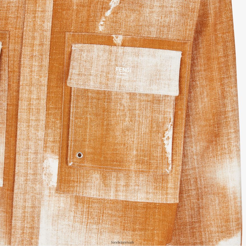 printet denimskjorte Mænd Fendi beklædning orange A44V2D2045