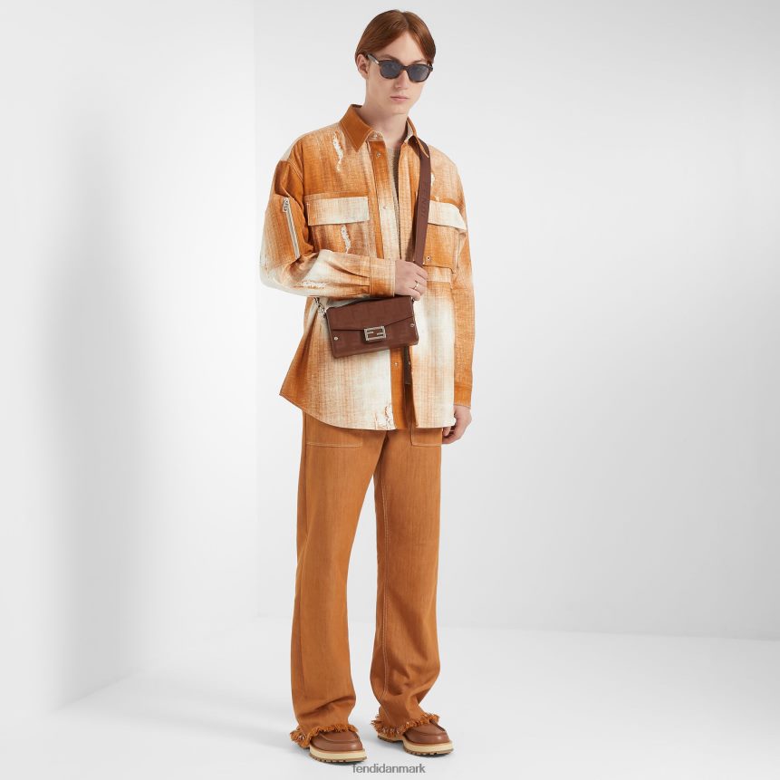 printet denimskjorte Mænd Fendi beklædning orange A44V2D2045