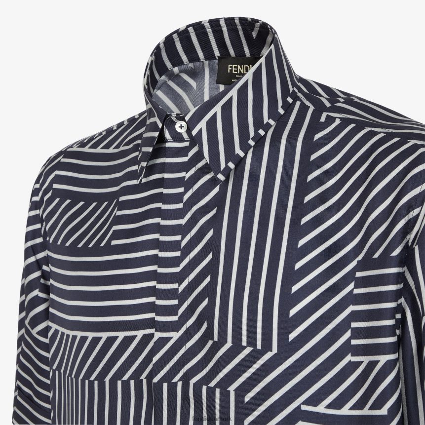 silke skjorte Mænd Fendi beklædning blå A44V2D1919