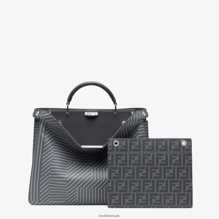 tofarvet lædertaske med tryk Mænd Fendi tilbehør grå A44V2D1819