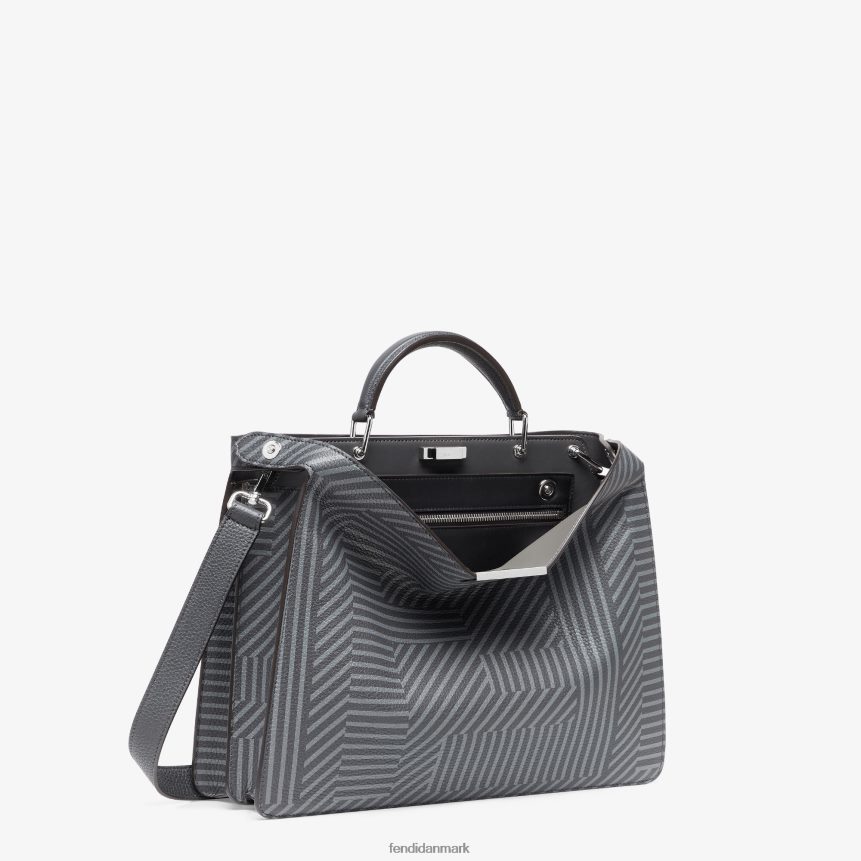 tofarvet lædertaske med tryk Mænd Fendi tilbehør grå A44V2D1819