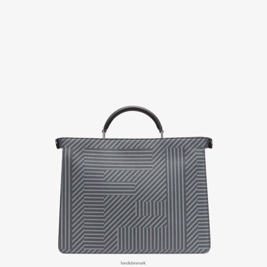 tofarvet lædertaske med tryk Mænd Fendi tilbehør grå A44V2D1819