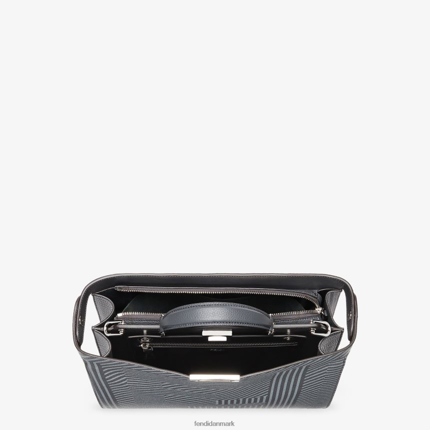 tofarvet lædertaske med tryk Mænd Fendi tilbehør grå A44V2D1819