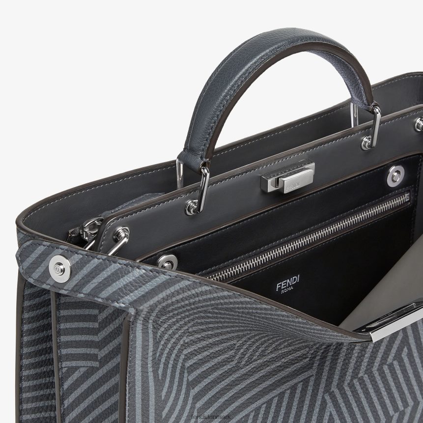 tofarvet lædertaske med tryk Mænd Fendi tilbehør grå A44V2D1819