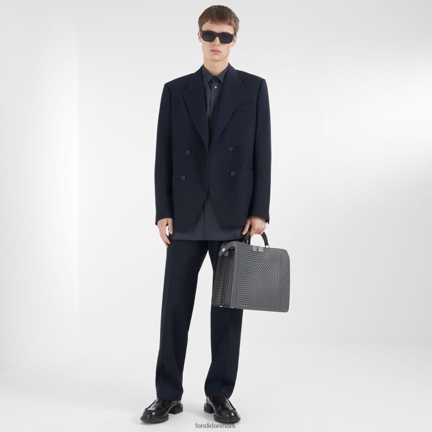 tofarvet lædertaske med tryk Mænd Fendi tilbehør grå A44V2D1819