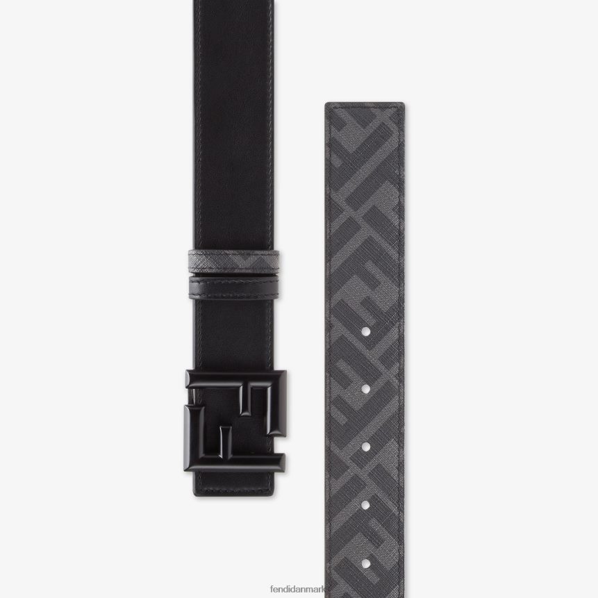 ff afrundet vendbart læderbælte Mænd Fendi tilbehør sort A44V2D2376